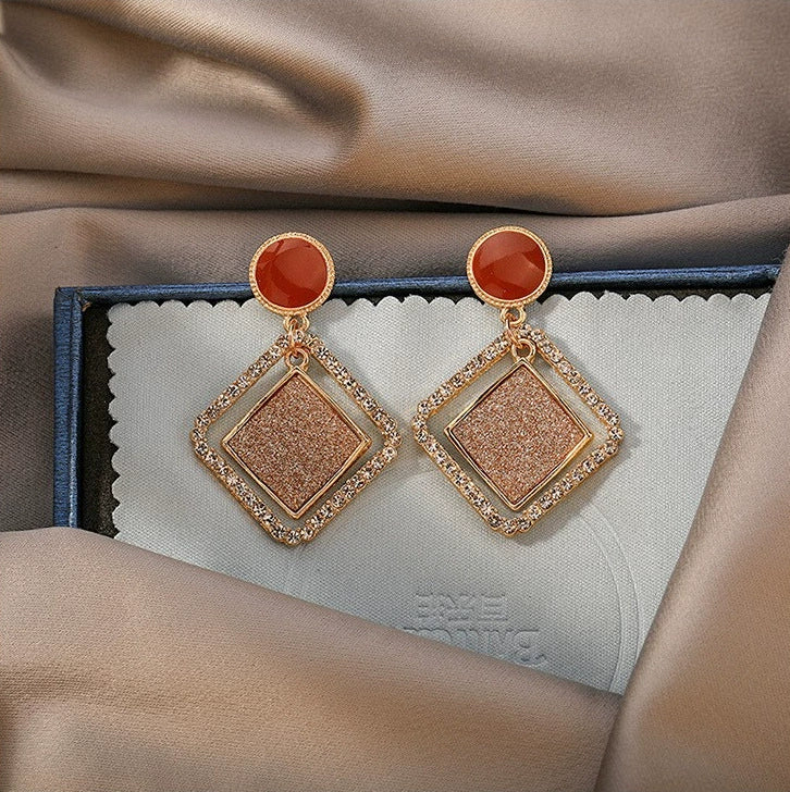 6 Set - High-end super flash hollow double diamond earrings (1 Set price - 51)
