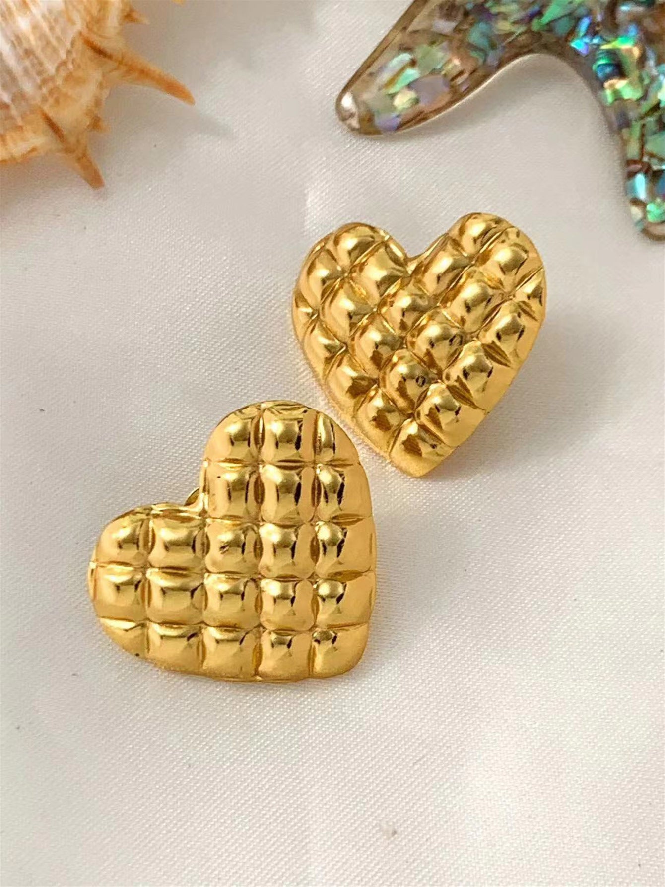 3 Pairs - Anti tarnish new heart earrings (1 Pair Price - 44)