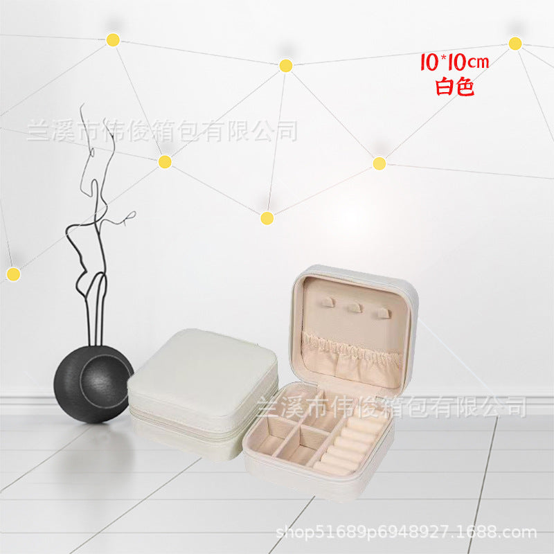 Portable mini earring ring jewelry storage box - White