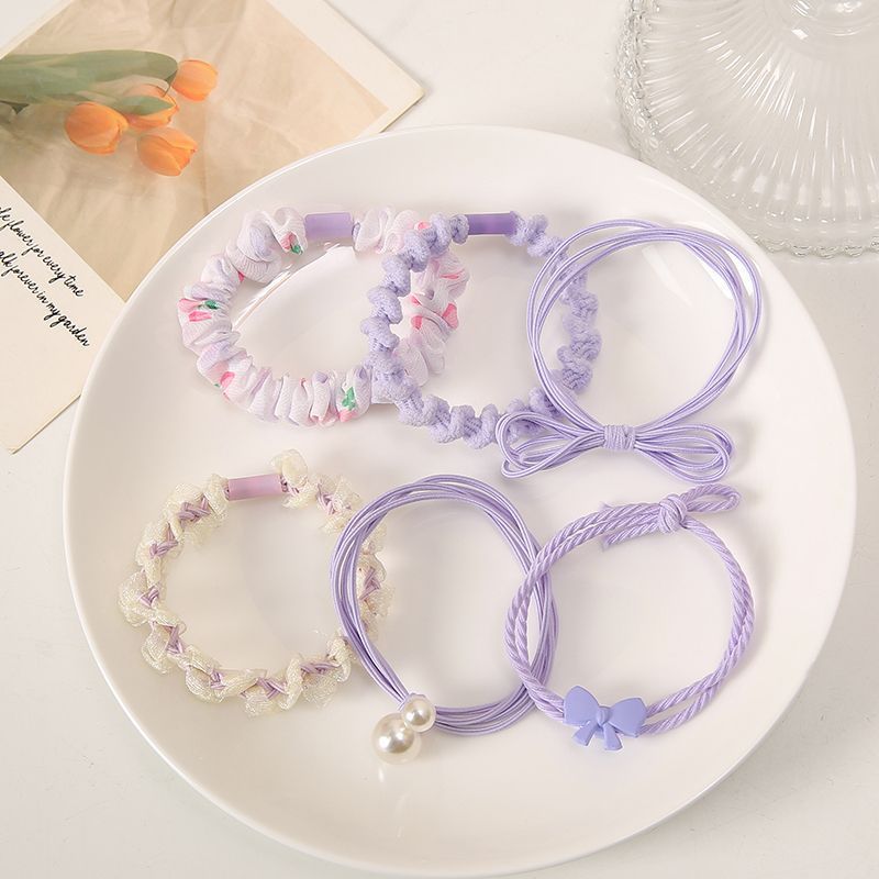 6 Set - Six Pack New Mori Sweet Cute Hair Rope Ponytail Holder (Mix Color OPP bag) (Unit Price 25)