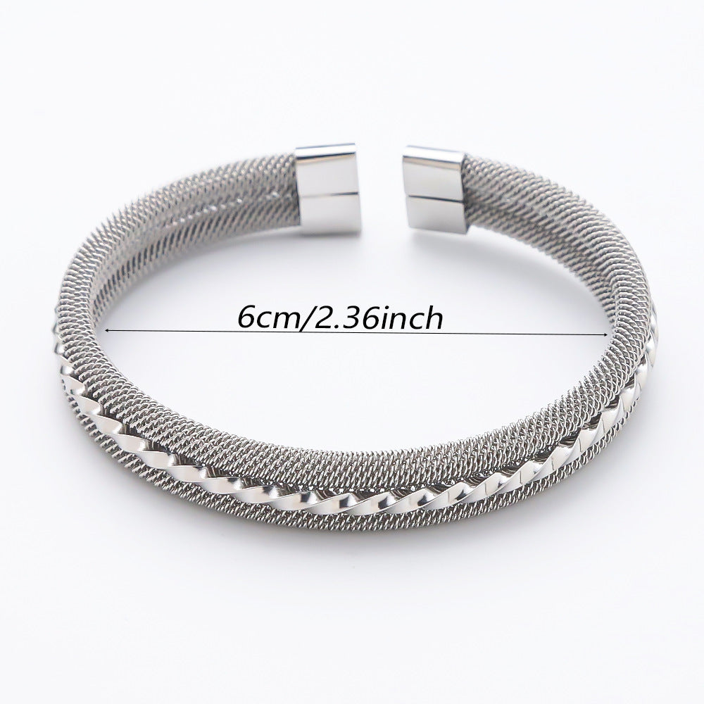 3 Pc - Stainless Steel Braid Bracelet - Silver (Unit Price - 123)