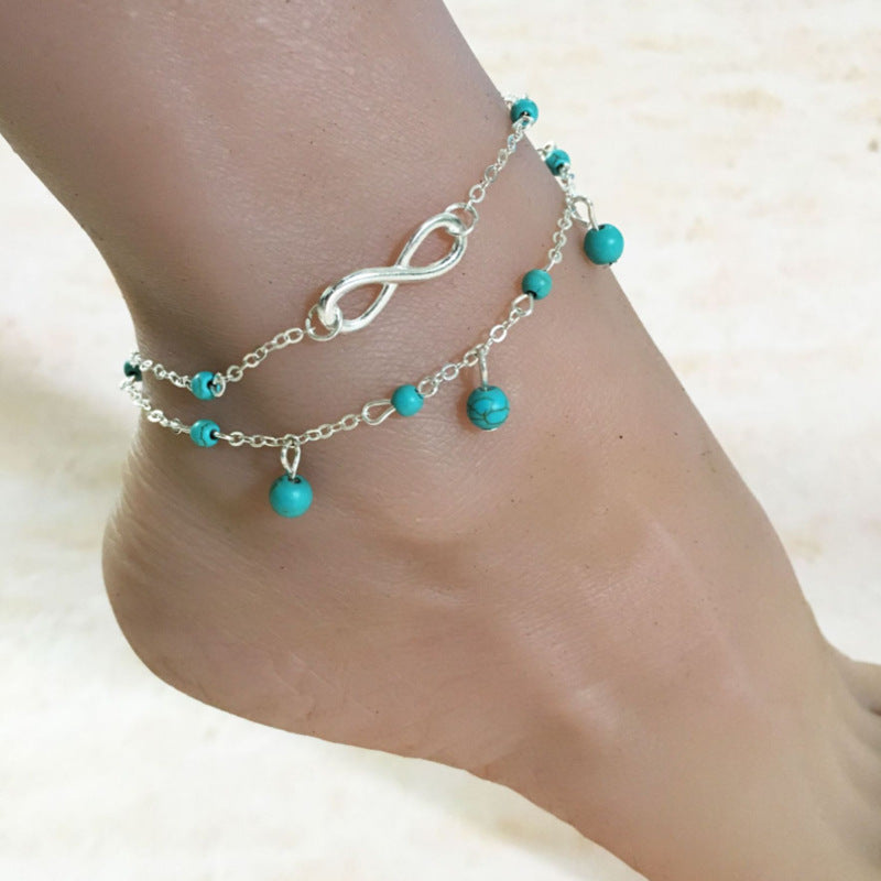 5 Pc - Turquoise Chain Anklet (Unit Price - 34)