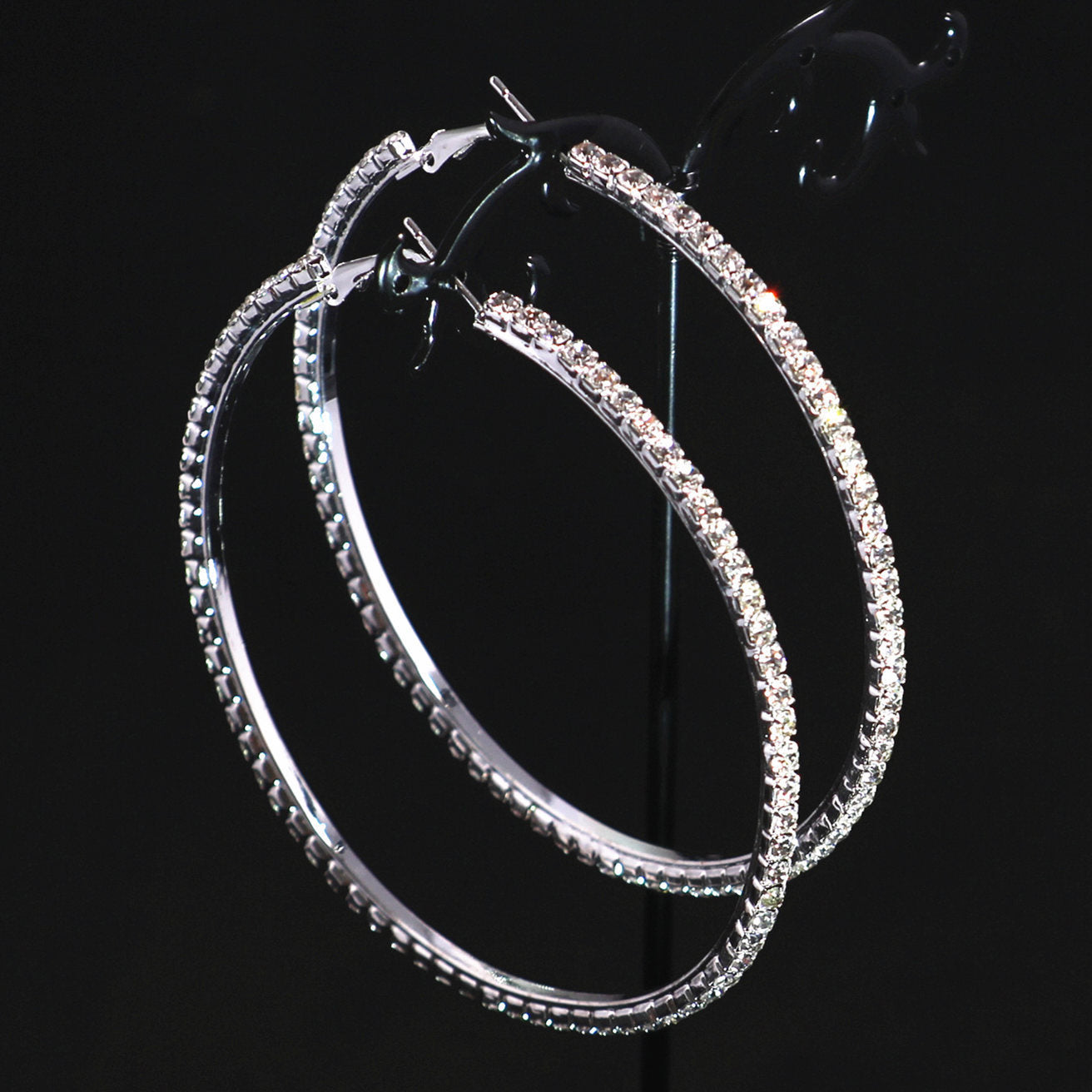 6 Pairs - Exaggerated Sparkling Circle Diamond Large Earrings (Mix Color) (1 Pair Price - 39)