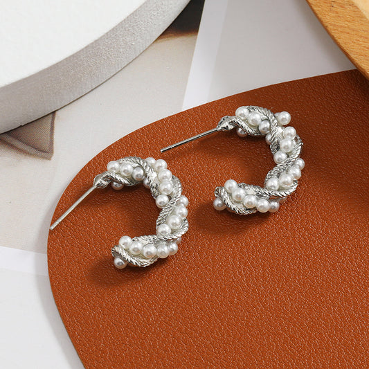 6 Set - C-shaped pearl earrings (1 Set price - 42)