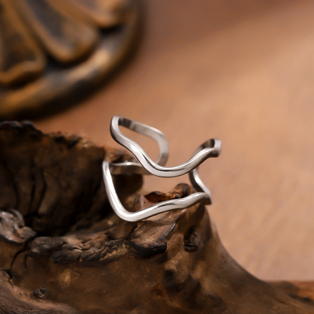 3 Pc - Anti Tarnish Double-layer twisted ring silver (1 Pc Price - 39)