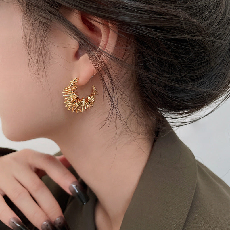 3 Set - Anti tarnish Metal spiral earrings (Unit Price - 71)