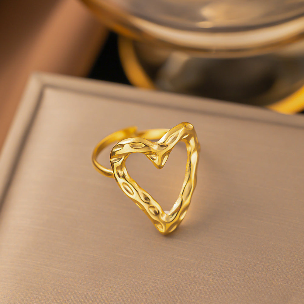 3 Pc - Anti Tarnish Large heart-shaped ring gold (1 Pc Price - 46)