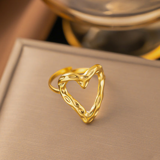 3 Pc - Anti Tarnish Large heart-shaped ring gold (1 Pc Price - 46)