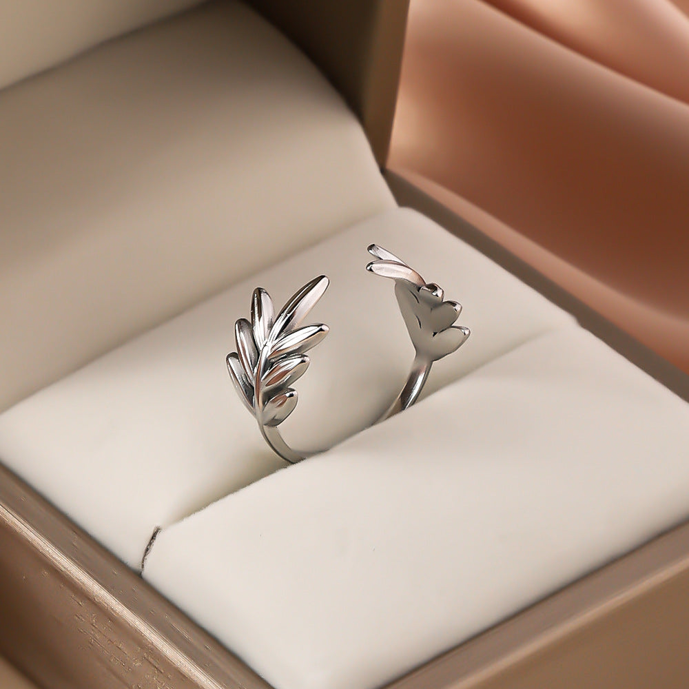3 Pc - Front open leaf Ring - Silver (Unit Price - 42)