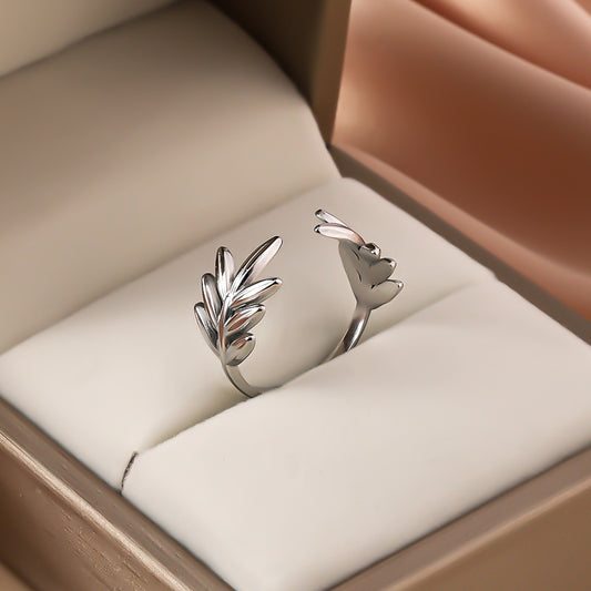 3 Pc - Front open leaf Ring - Silver (Unit Price - 42)