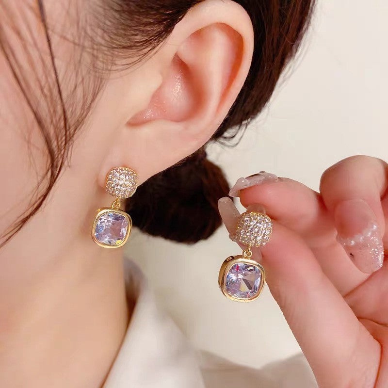 6 Set - Simple square zircon earrings (Unit price 34)