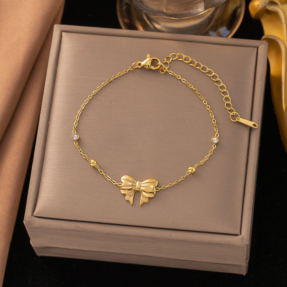 3 Pc - Anti Tarnish Bow anklet gold (1 Pc Price - 87)