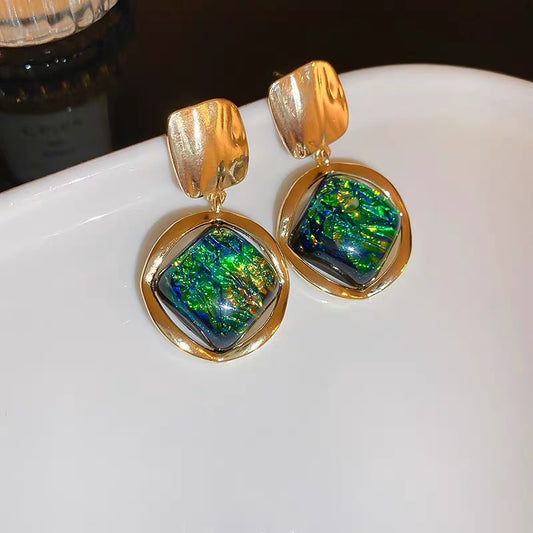 6 Set - Simple green earrings (Unit price 37)