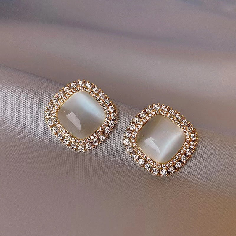 6 Set - Korean fashion geometric cat's eye stone earrings (1 Set price - 31)