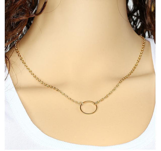 12 Pc - Small Circle Chain Pendant Necklace (Unit Price - 11.00)