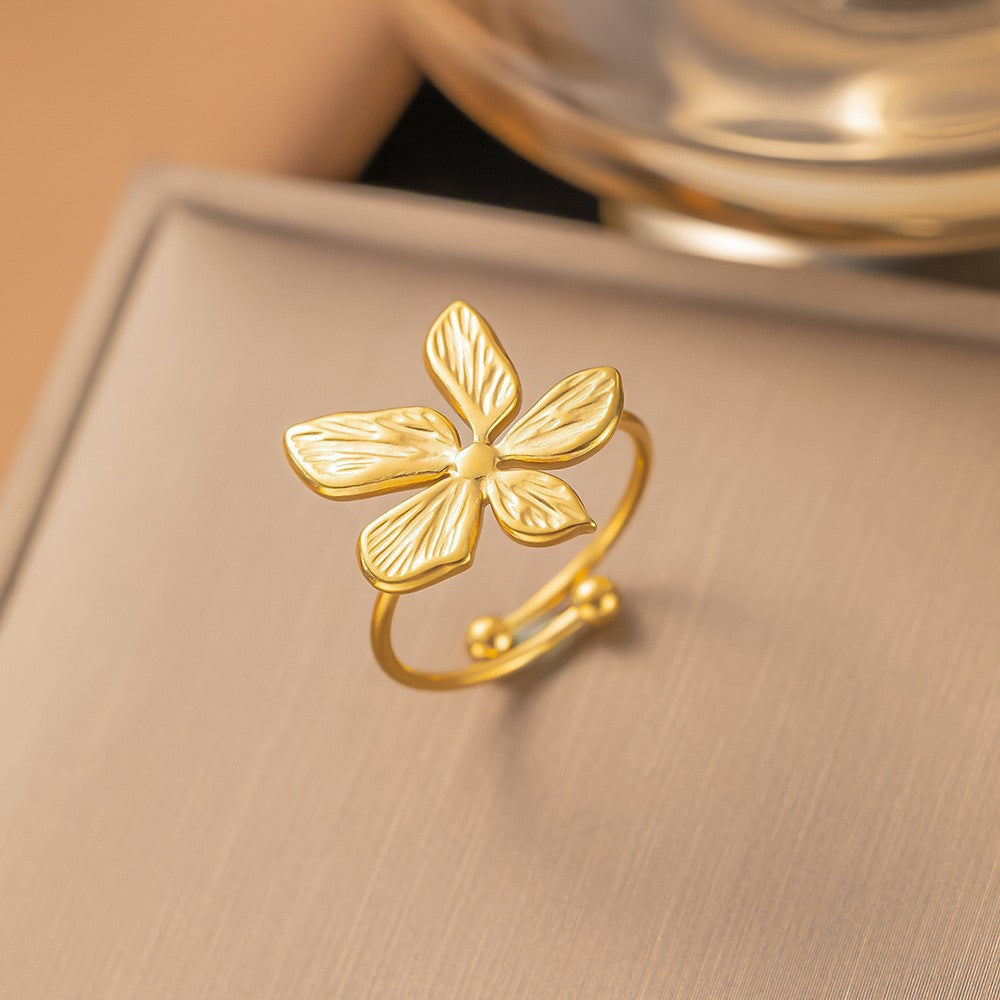 3 Pc - Anti Tarnish Five petals ring gold (1 Pc Price - 63)