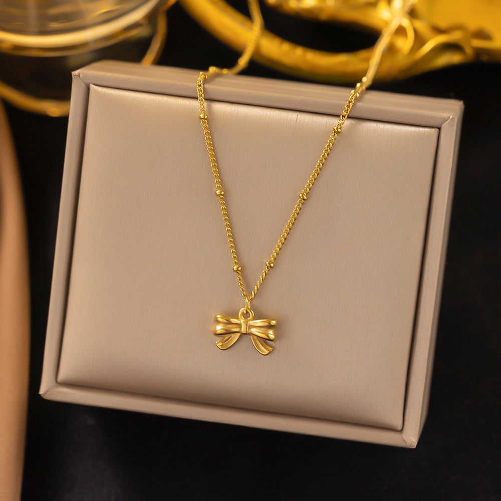3 Pc - Anti Tarnish Bow necklace - Gold (1 Pc Price - 70)