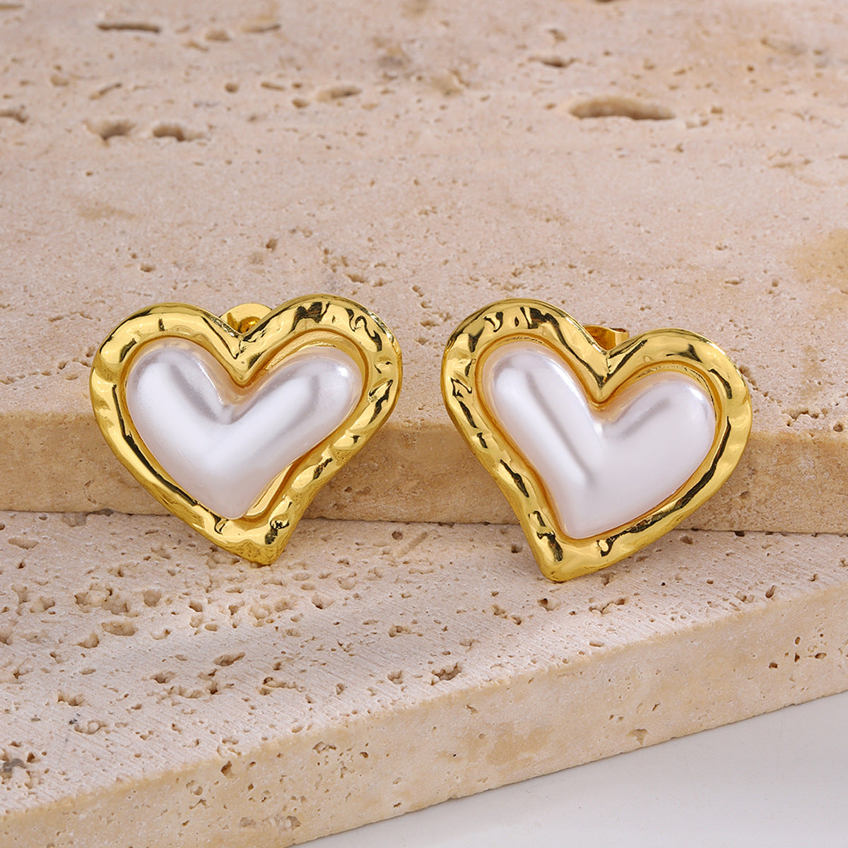 3 Pairs - Anti tarnish pearl heart earrings (1 Pair Price - 66)