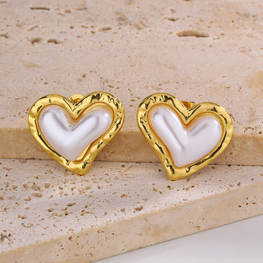 3 Pairs - Anti tarnish pearl heart earrings (1 Pair Price - 66)