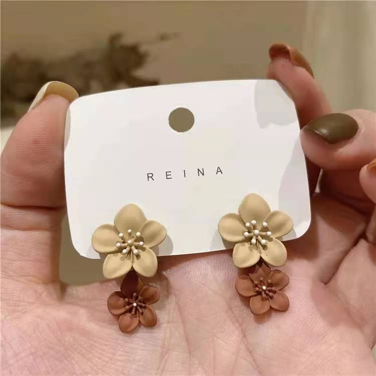 6 Pairs - Contrast Color Spray Paint Flower Earrings (Mix Color) (1 Pair Price - 38)