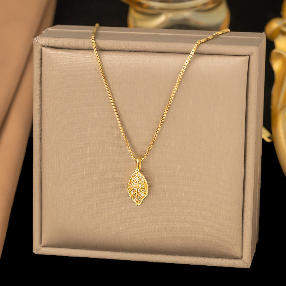 3 Pc - Anti Tarnish Leaves necklace gold (1 Pc Price - 76)