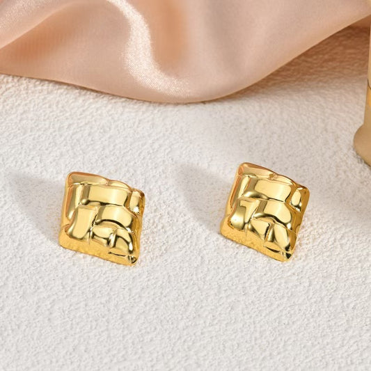 3 Pairs - Anti tarnish small blocks square earrings (1 Pair Price - 44)