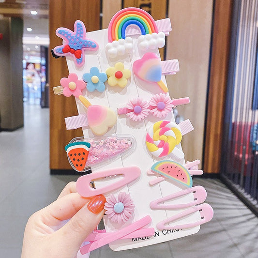Pink Starfish 14-piece set Duckbill hairclip (Card packing)