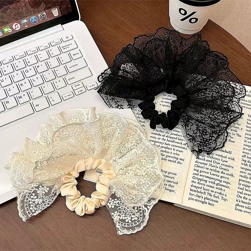 6 Pc - Lace Mesh Skirt Hair Band Rubberband for Women (Mix Color OPP bag) (Unit Price 30)