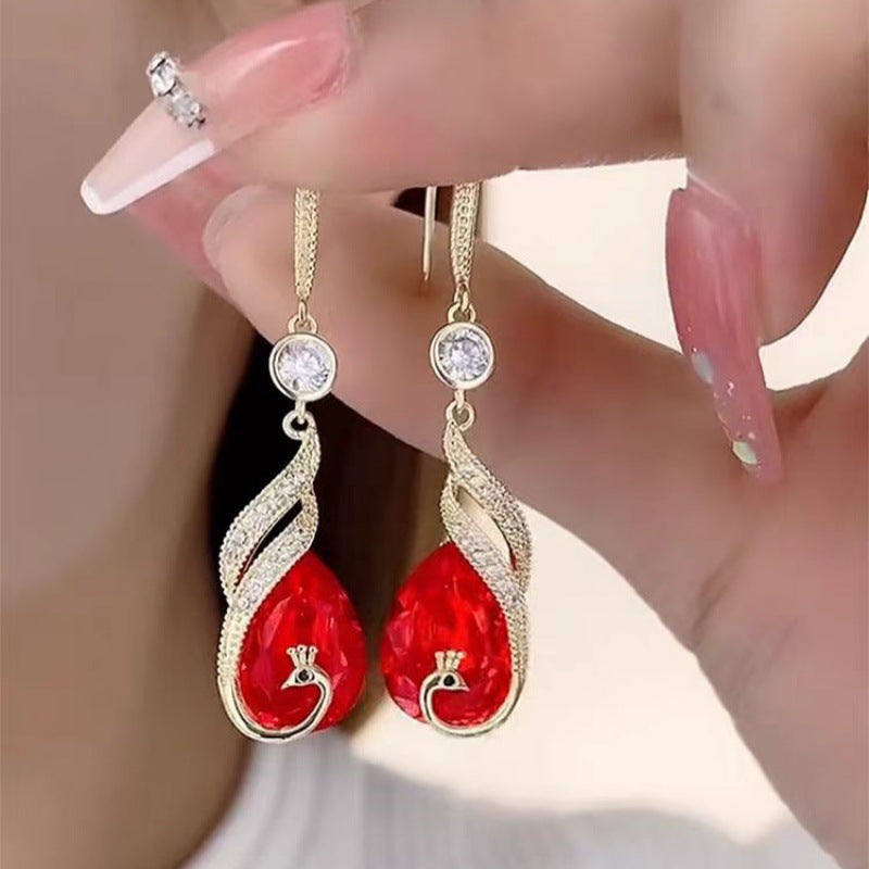 6 Set - Peacock crystal earrings (Mix color) (Unit price 44)