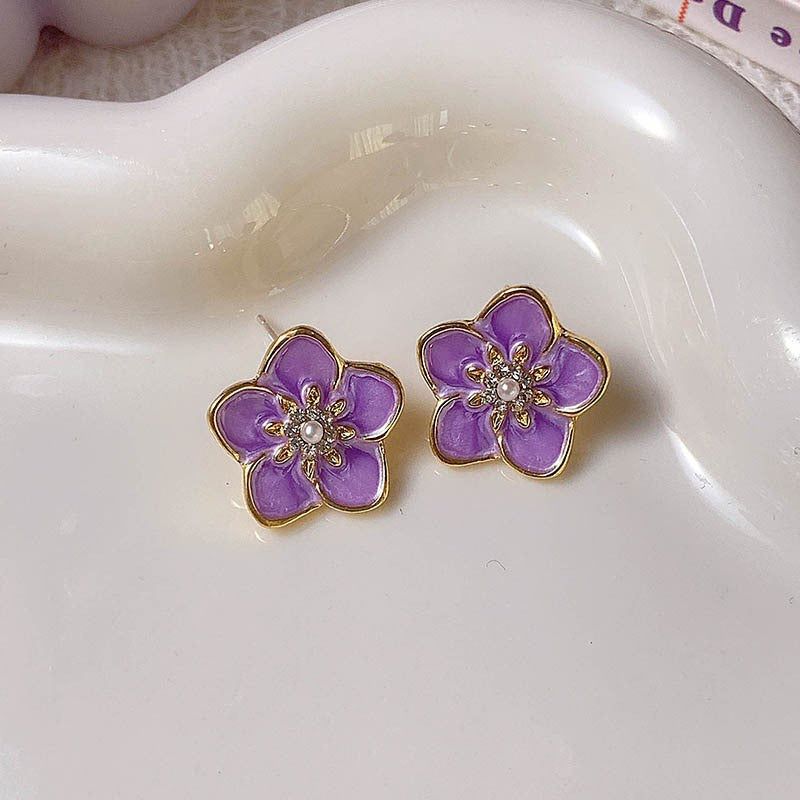 6 Set - Lavender purple flower earrings (Unit price 26)