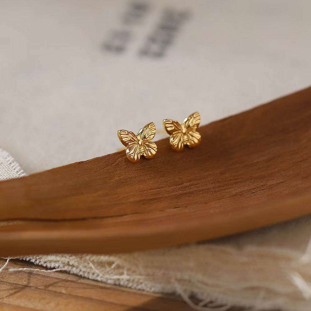 3 Set - Anti Tarnish Double-layer butterfly necklace and earring set gold (1 Set Price - 166)