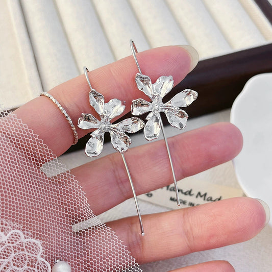 6 Pairs - Iris Flower Earrings - Silver (1 Pair Price - 30)