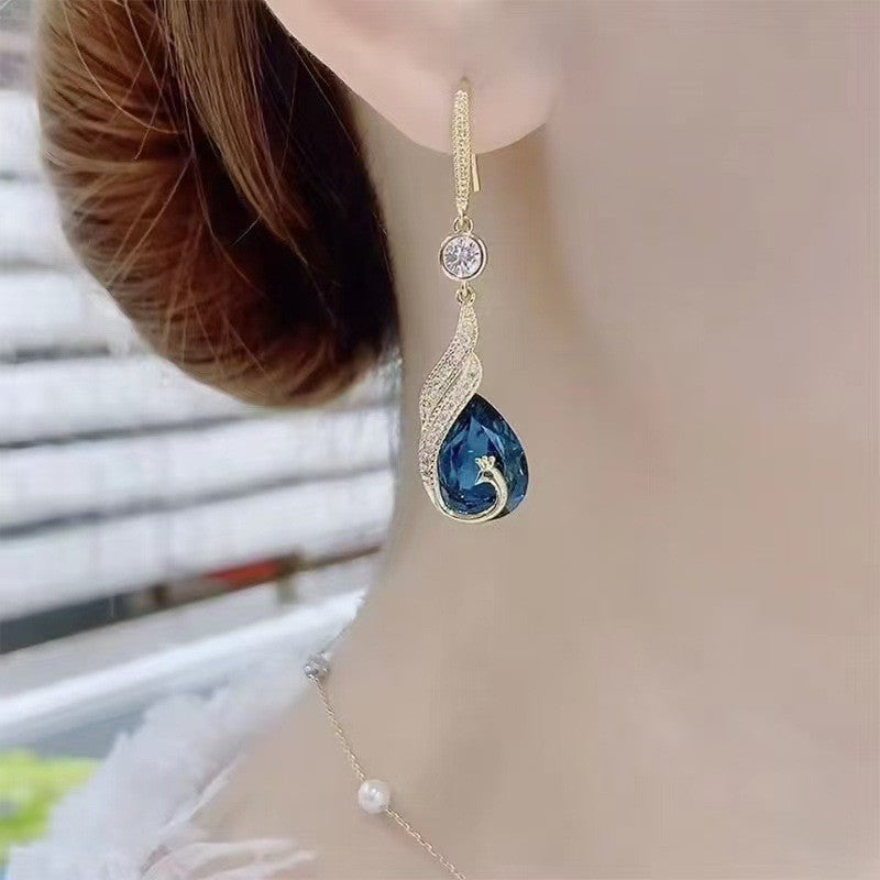 6 Set - Peacock crystal earrings (Mix color) (Unit price 44)