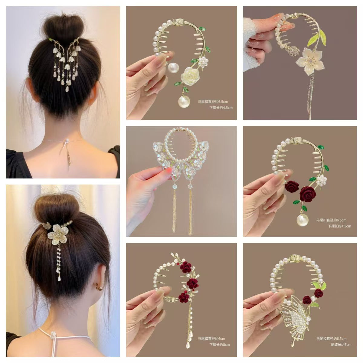 Double Rose ball buckle hairclip