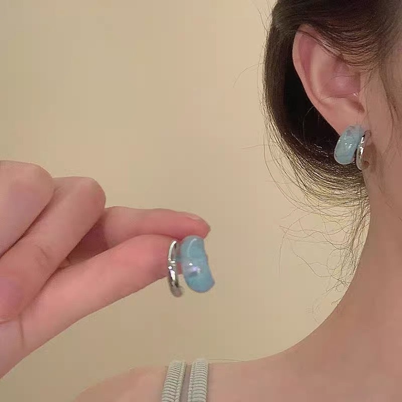 6 Pairs - Ice-Like Translucent Studs Earrings (Mix Color) (1 Pair Price - 37)