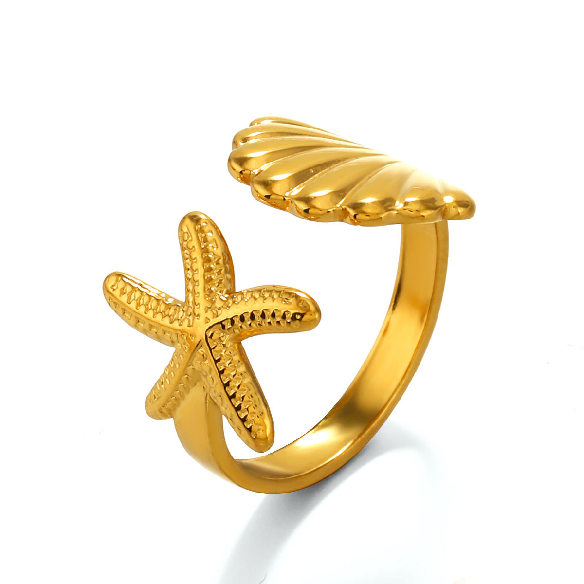 3 Pc - Anti Tarnish Shell Starfish Ring gold (1 Pc Price - 46)