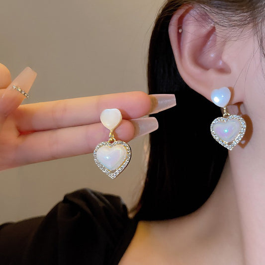 6 Set - Sweet heart-shaped diamond-studded design earrings (Unit price 37)
