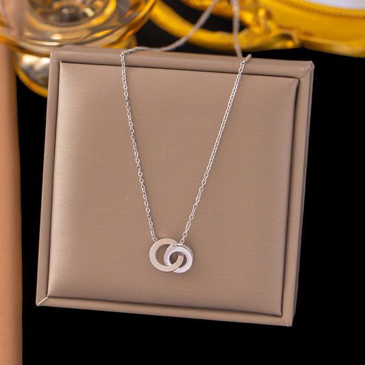 3 Set - Anti Tarnish Roman double hoop earrings and necklace set silver (1 Set Price - 119)