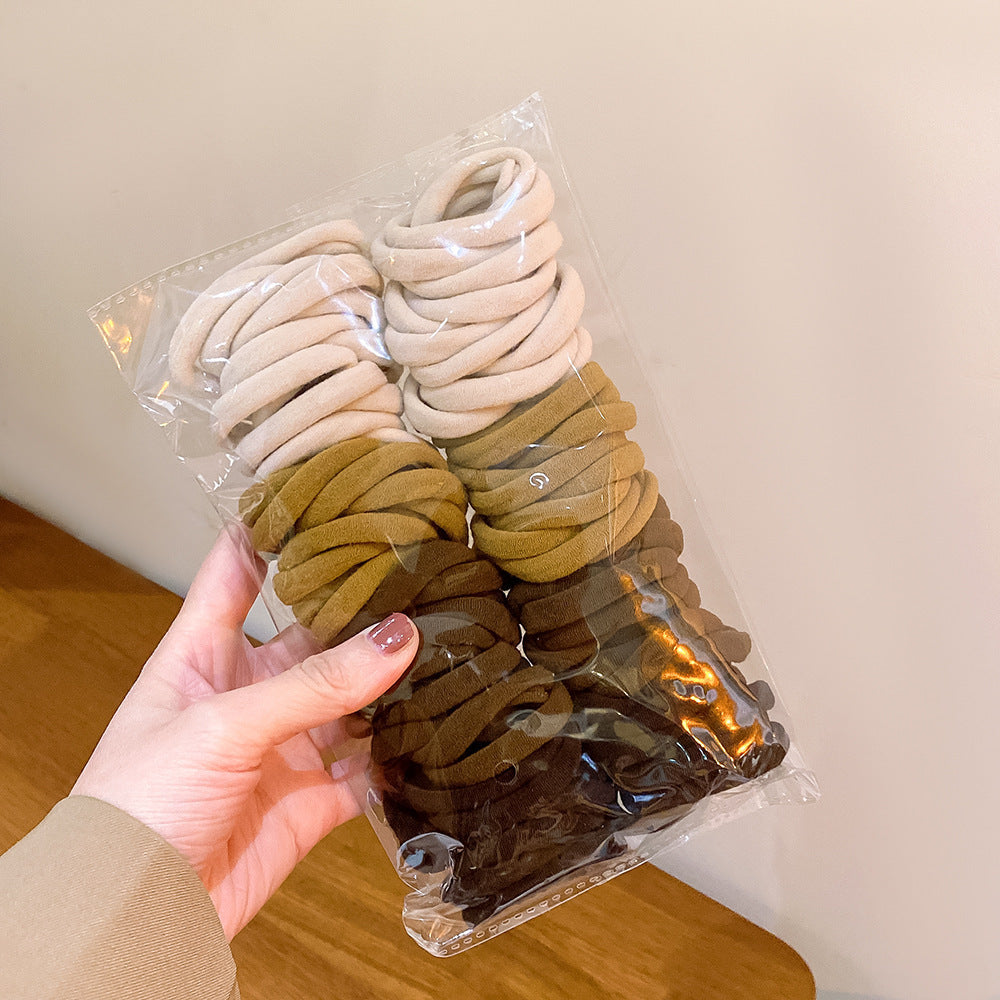 50 Pc - 4.5cm Medium Towel Ring Hair Tie - Brown Series (in OPP bag) (Unit Price 1)