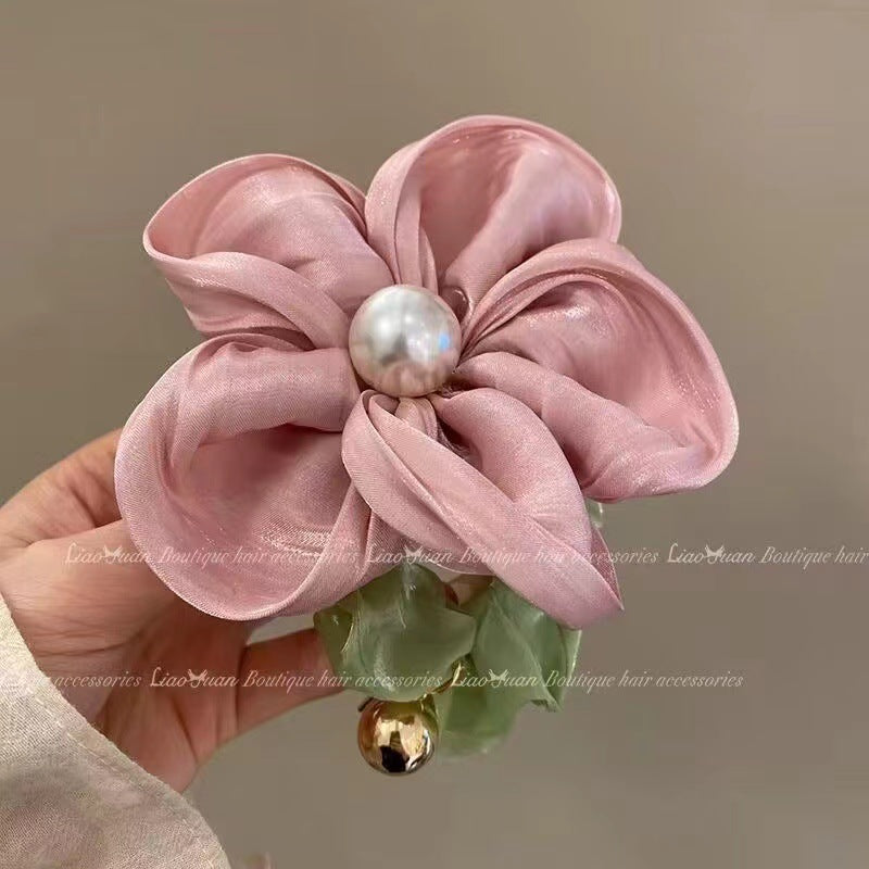 6 Pc - Flower Hair Ties for Girls - Mix Color (1 Pc Price - 32)