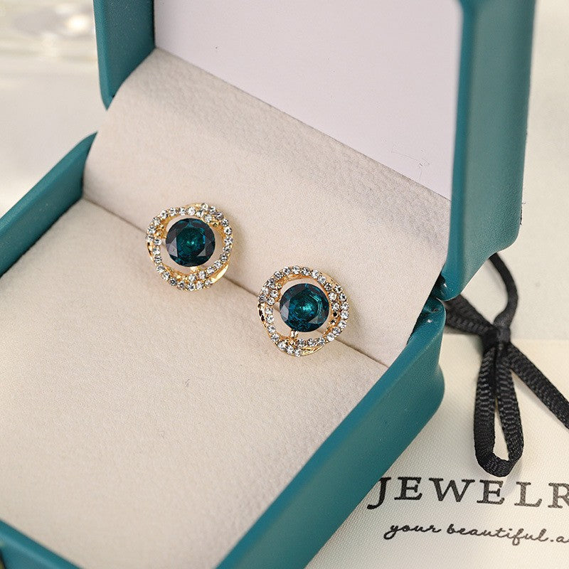 6 Pairs - Green micro-inlaid diamond stud earrings (1 Pair Price - 25)