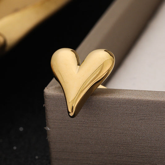 3 Pairs - Heart Earrings - Golden (Unit Price - 77)