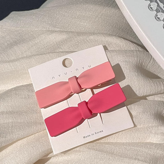 3 Set - Korean style pink square bow hairpin (2 pc set card packing)