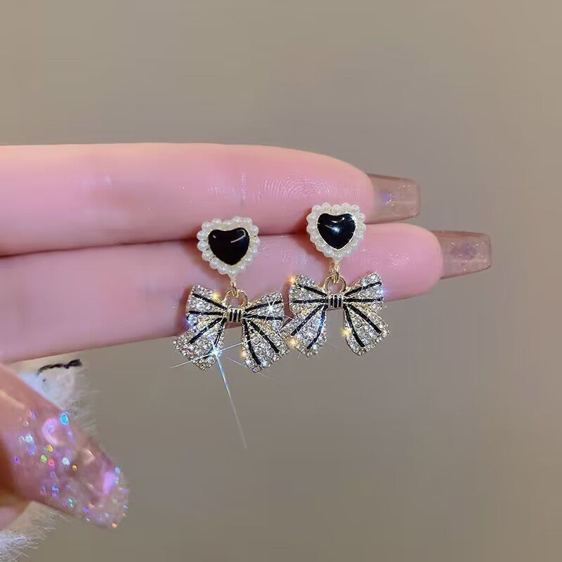 6 Pairs - Love Pearl Bow Earrings (1 Pair Price - 31)