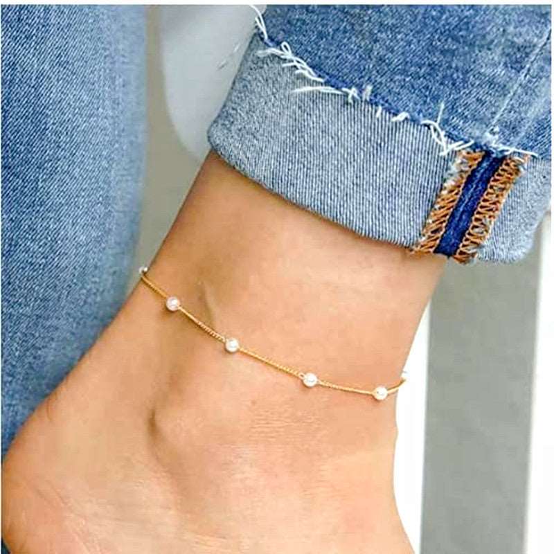 12 Pc - Pearl Chain Anklet (Unit Price - 23)