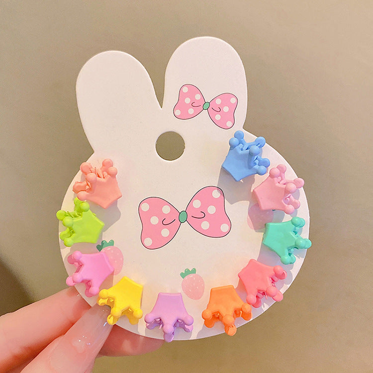 3 Set - Korean new children's cute baby candy color clip set - Crown Shaped (10 pc set card packing) (1 Set Price - 16)