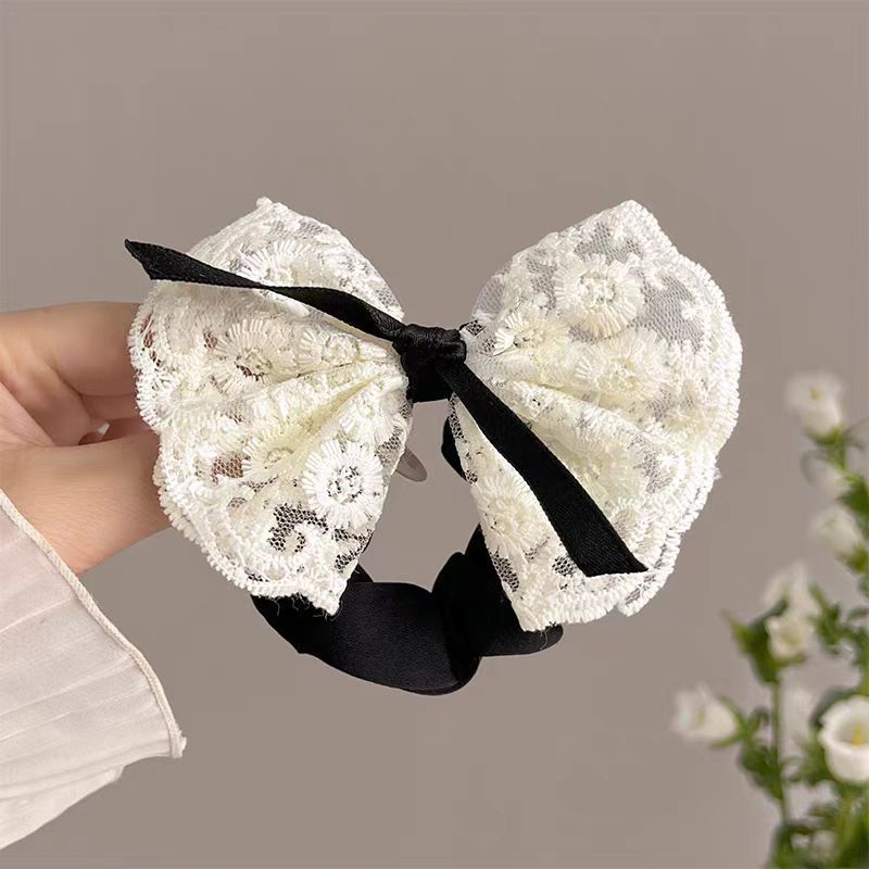 6 Pc - New Style Lace Bow Hair Ring Rubberband (in OPP bag) (Unit Price 11)