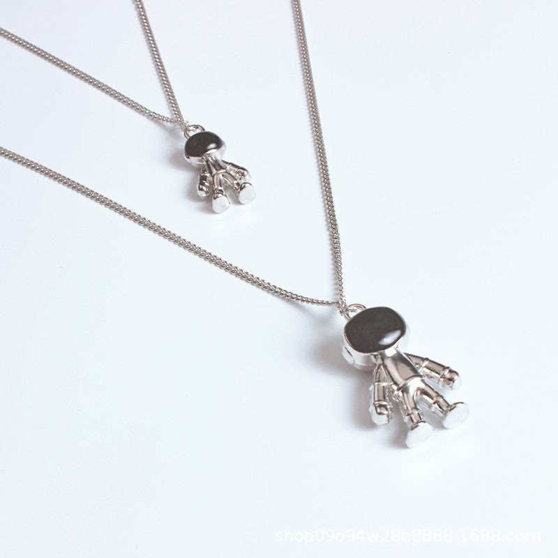 6 Pairs - Astronaut Moon Spaceman Robot Pendant Street Necklace (1 Pair Price - 22)