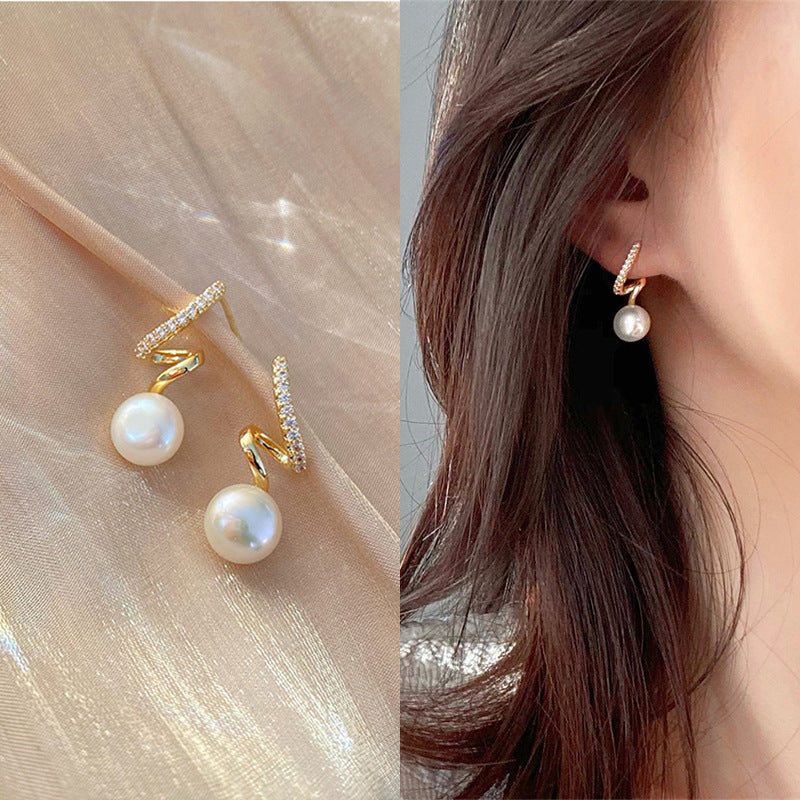 6 Pairs - Twisted Diamond Pearl Earrings (1 Pair Price - 24)