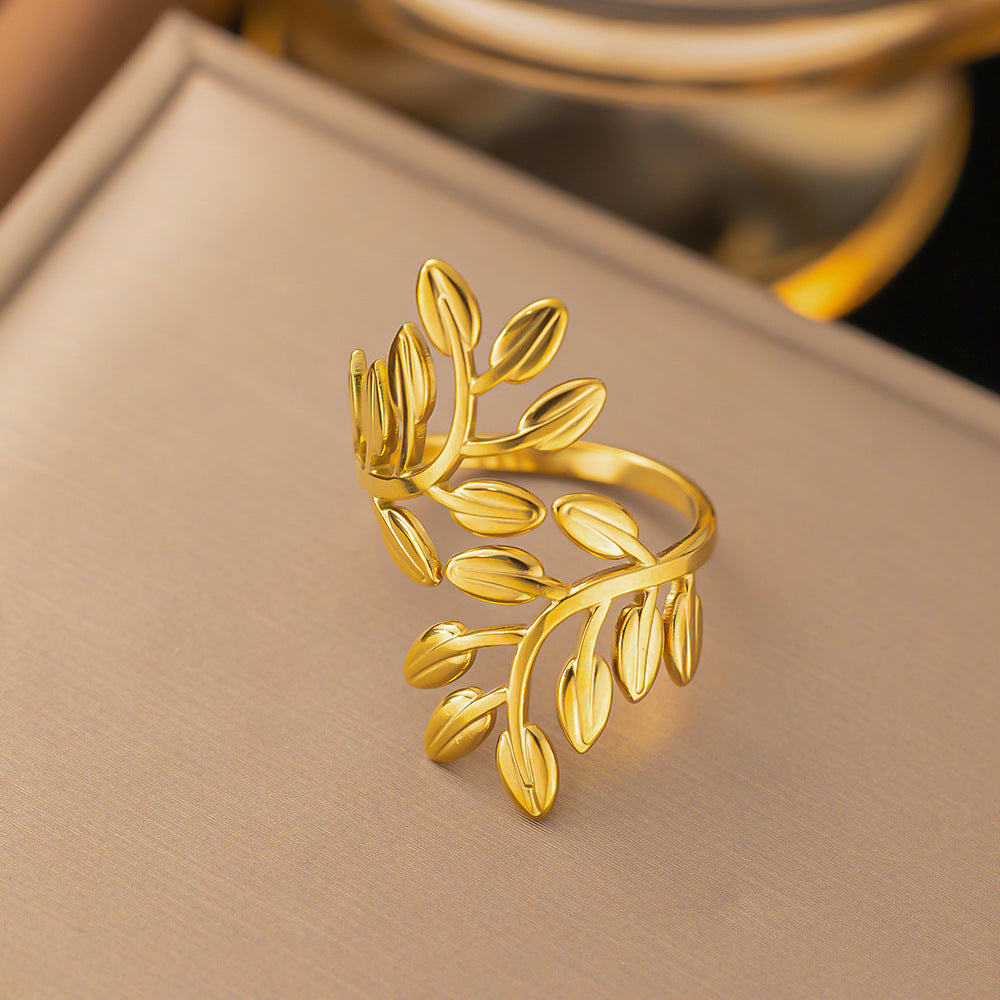 3 Pc - Anti Tarnish Leaf Ring Gold (1 Pc Price - 47)